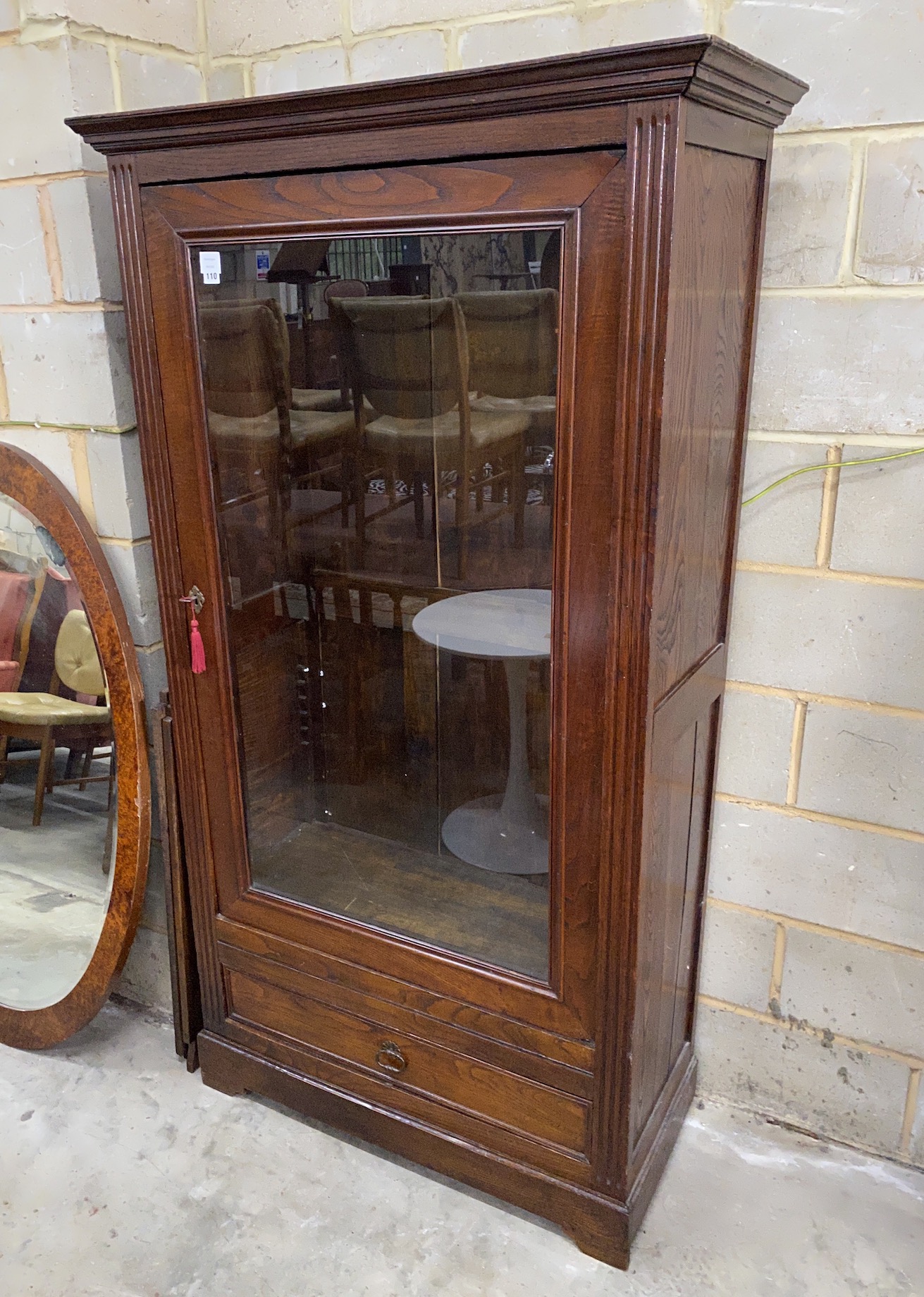 A 19th century Dutch oak glazed bookcase, length 105cm, depth 46cm, height 191cm